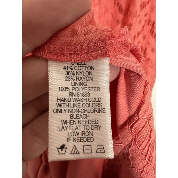 Isaac Mizrahi Live Womens Peach Floral Sleeveless Lace Maxi Dress Plus Size 3x - Picture 6 of 7